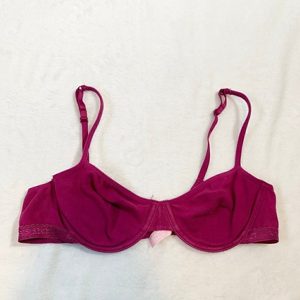 Victoria's Secret Unlined Underwire Bra Women‎ 34B Magenta Pink Logo Band